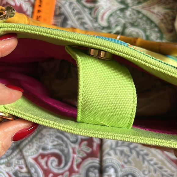 NWT - Tiannl- Handbag with beautiful bright colors and a great bamboo handle. - Picture 6 of 11